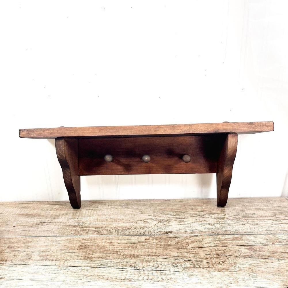 Vintage Midcentury Modern Wood Shelf: Curio Trinket Display